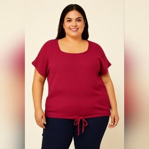 CJ Banks Plus Size Short Sleeve Textured Top